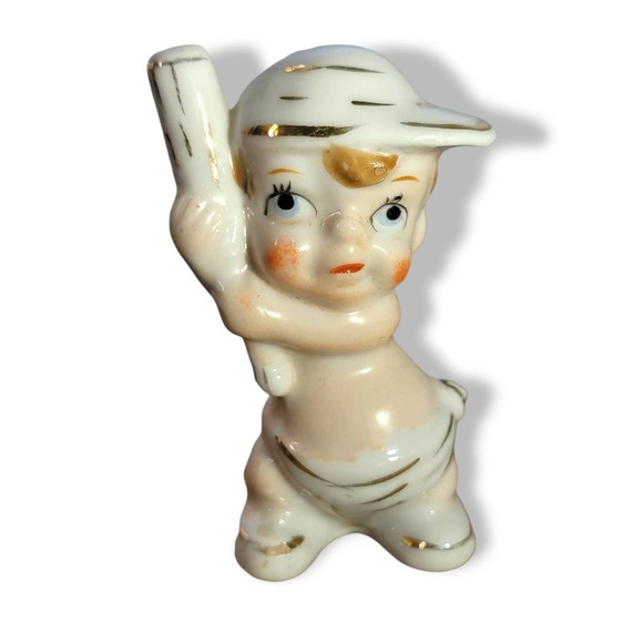 Vtg Japan, Possibly MORIYAMA MORI-MACHI, Baby Baseball Nippon porcelain figurine - Picture 8 of 8